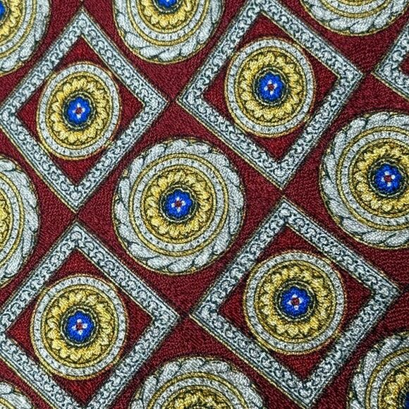 Valentino Vintage Handmade Italy 100% Silk Tie Geometric Wide Designer Logo - Picture 2 of 9